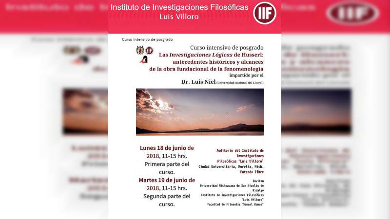 Ofrecerá Luis Niel Curso Intensivo de Posgrado en la UMSNH 