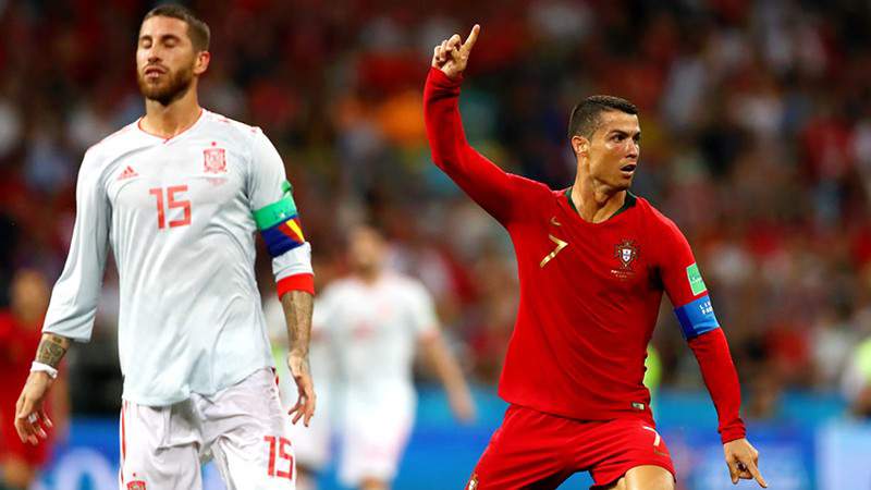 Cristiano Ronaldo empató a 3 goles contra España 