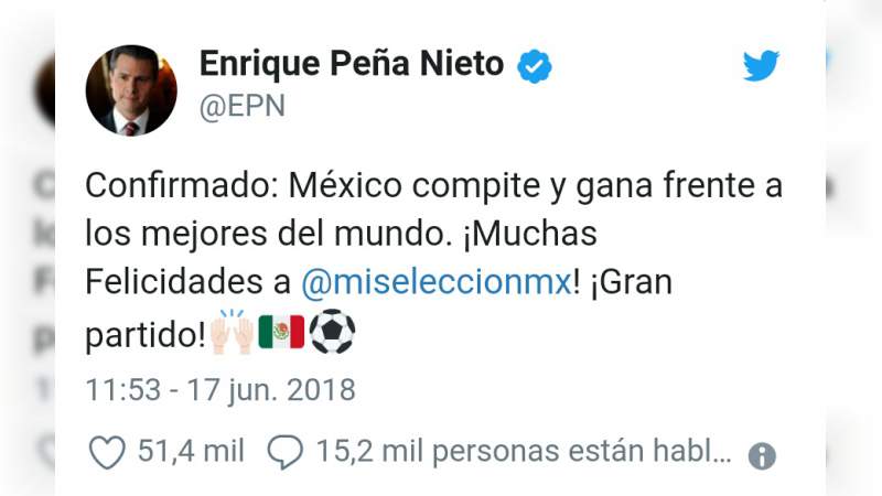 EPN felicita a México tras derrotar a Alemania 