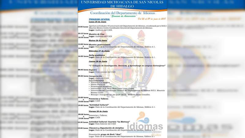 Semana de festejos en el Departamento de Idiomas por 40 aniversario 