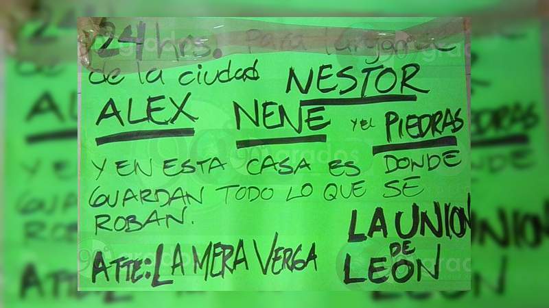 Dejan cartulina contra ladrones en vivienda de Yuriria, Guanajuato 