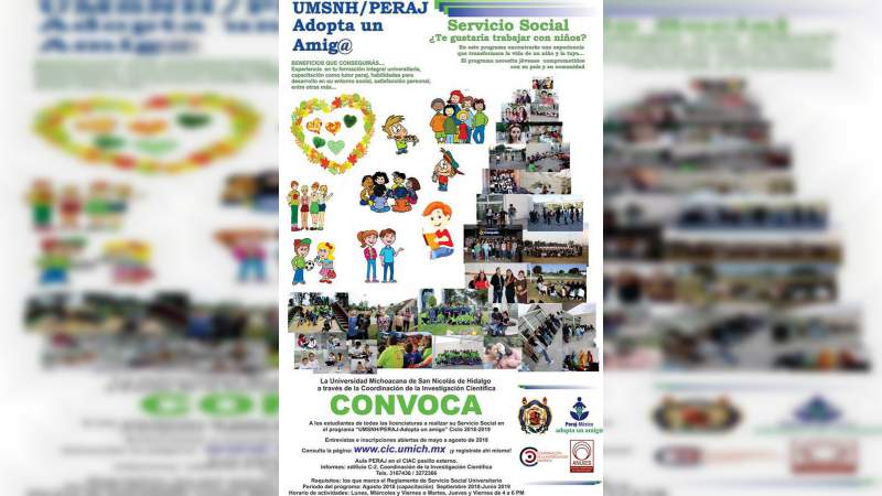 Nicolaitas podrán contribuir en el desarrollo integral de estudiantes de primaria, a través de su Servicio Social   