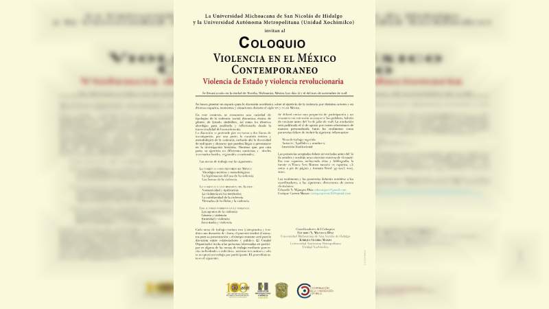 UMSNH, sede de coloquio sobre violencia en el México contemporáneo 