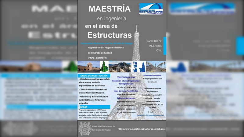 Abre inscripciones Casa de Hidalgo para Posgrado en el Área de Estructuras 