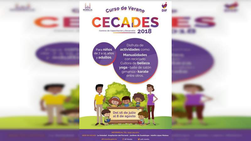 DIF Morelia ofrecerá atractivos Cursos de Verano en los CECADES 