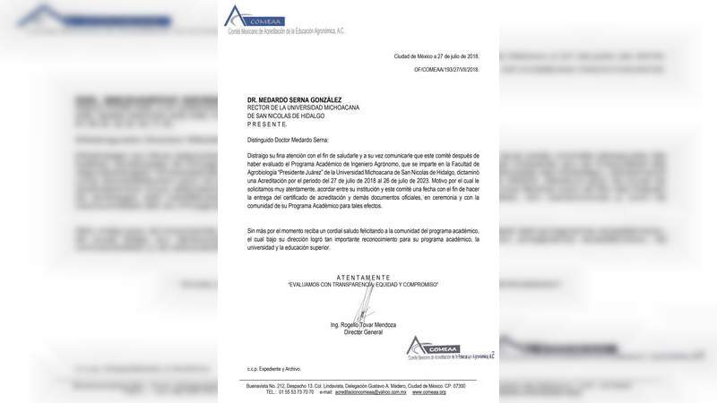 La acreditación de Agronomía, resultado del trabajo de muchas generaciones de nicolaitas: MSG - Foto 0 