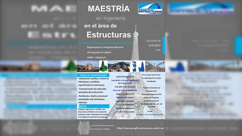 Últimos días para inscribirse a la Maestría en el Área de Estructuras que ofrece la Casa de Hidalgo 