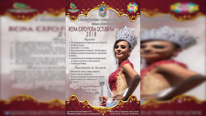 Inicia proceso para la selección de la Reina de las fiestas de la Constitución de 1814 en Apatzingán 
