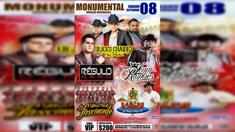 Preparan sensacional jaripeo-baile con Ulices Chaidez, Lenin Ramírez y Régulo Caro, en Morelia 