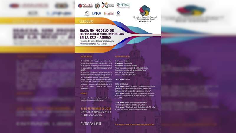 UMSNH será sede de Coloquio sobre Responsabilidad Social Universitaria en la RCO-ANUIES 