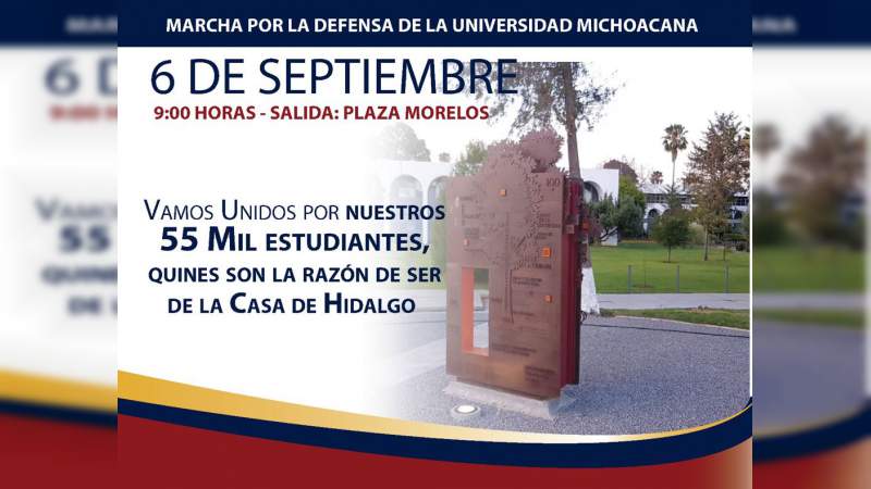 Por un presupuesto suficiente para la UMSNH, se realizará mega marcha nicolaita este 6 de septiembre  