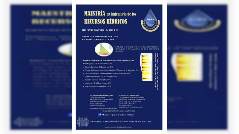 Abren inscripciones para posgrado sobre los Recursos Hídricos en la UMSNH 