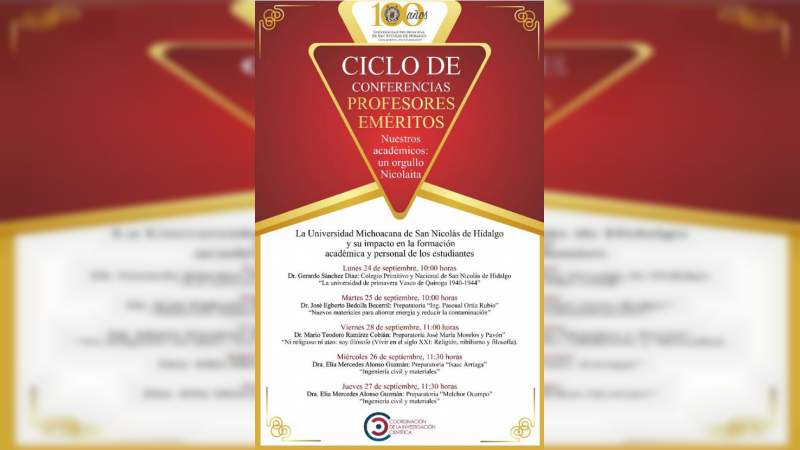 Profesores Eméritos Nicolaitas ofrecerán ciclo de conferencias 