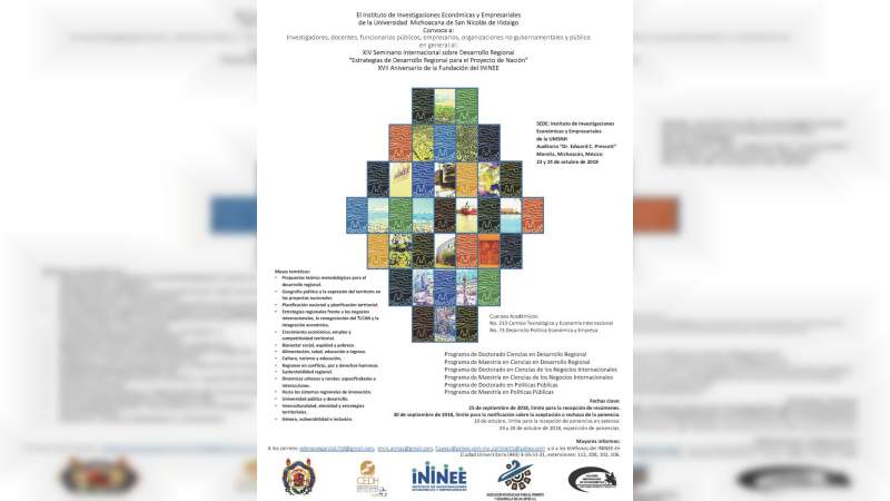 UMSNH albergará XIV edición del Seminario Internacional sobre Desarrollo Regional 