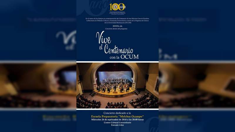 Próximo concierto de la OCUM, en honor a la Escuela Preparatoria “Melchor Ocampo” - Foto 0 