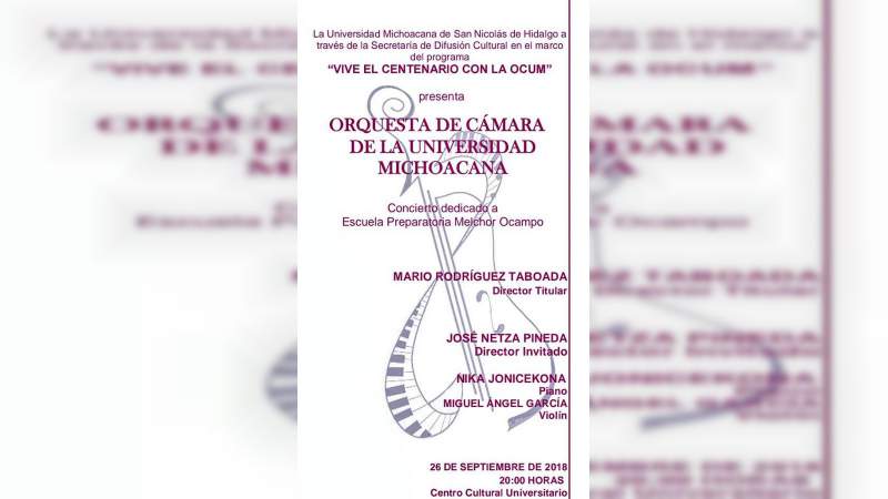 Próximo concierto de la OCUM, en honor a la Escuela Preparatoria “Melchor Ocampo” - Foto 1 