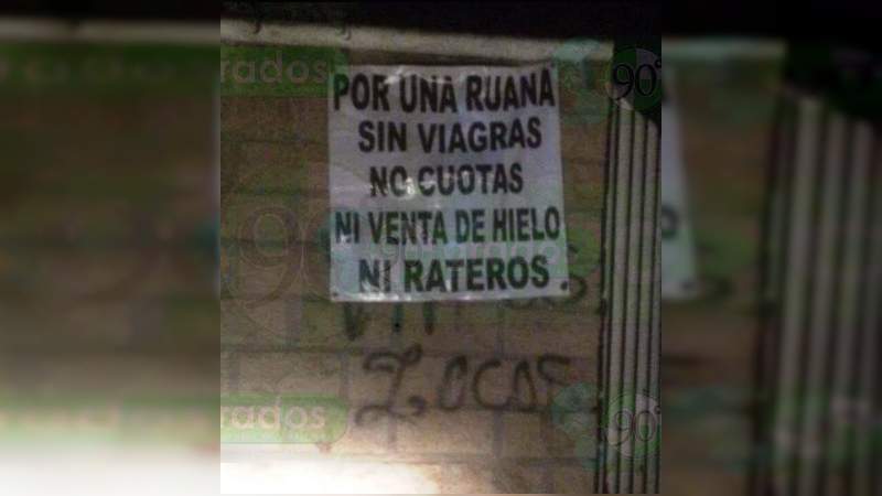 Colocan manta contra Los Viagras en Buenavista, Michoacán 