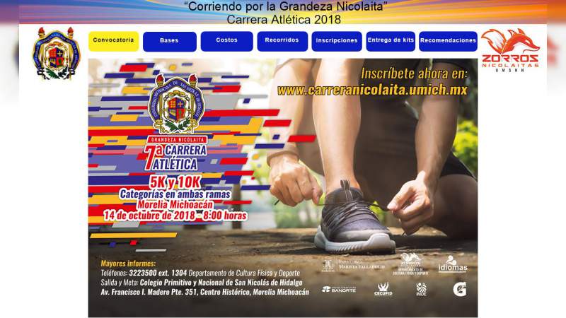 Esta semana es la 7ª Carrera Atlética “Grandeza Nicolaita” 
