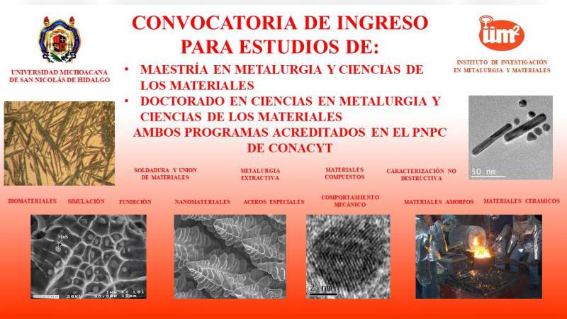 UMSNH publica convocatoria para Maestría y Doctorado en Metalurgia y Ciencias de los Materiales - Foto 0 