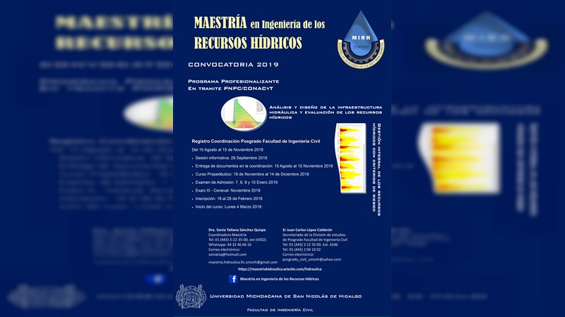 Abierta convocatoria para Maestría en Ingeniería de los Recursos Hídricos 