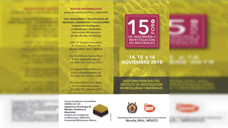 15º Foro de Ingeniería e Investigación en Materiales en la Casa de Hidalgo 