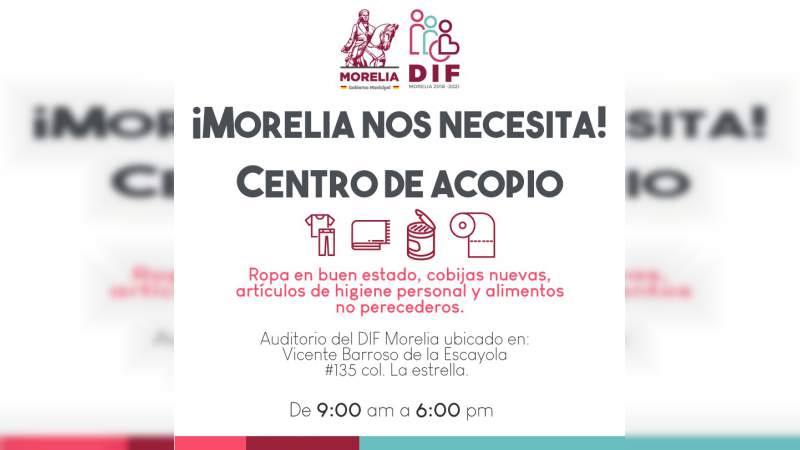 Instalan centro de acopio en Morelia por afectaciones tras lluvias 