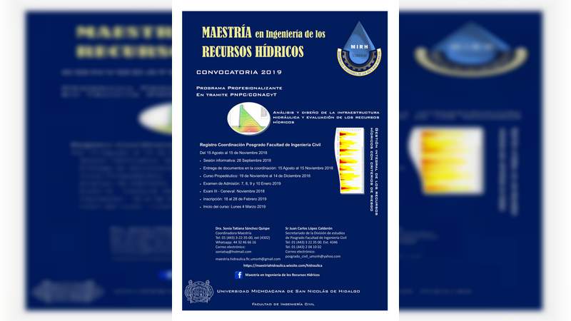 Este jueves, sesión informativa para Maestría en Recursos Hídricos 