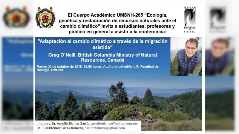 Impartirá Greg O’Neill conferencia sobre el cambio climático en la UMSNH 