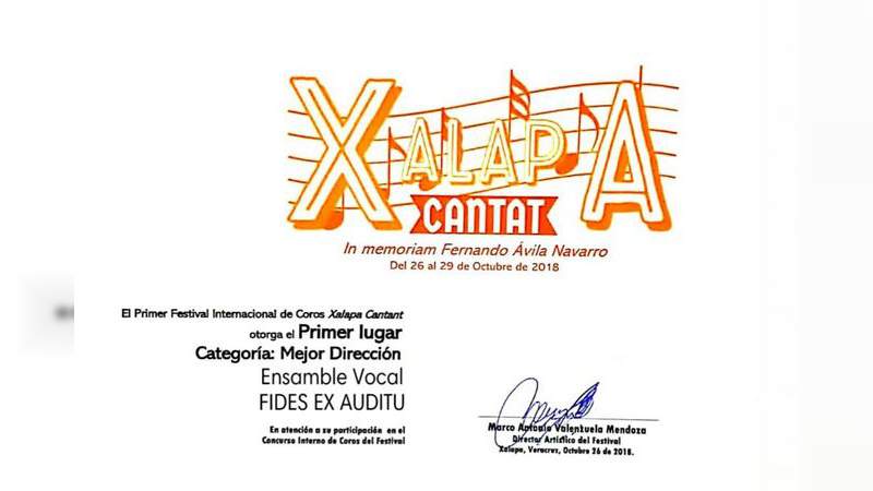 Primer lugar para ensamble vocal de la FPBA, en Festival Internacional Xalapa Cantant - Foto 1 