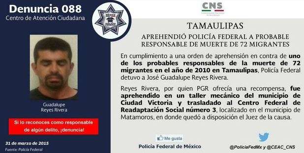Detienen a implicado en la masacre de migrantes de San Fernando, en Tamaulipas 