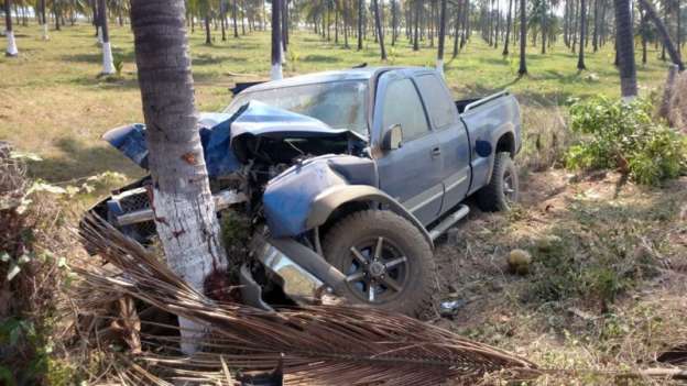 Tres heridos tras chocar contra palmera en Lázaro Cárdenas, Michoacán - Foto 0 