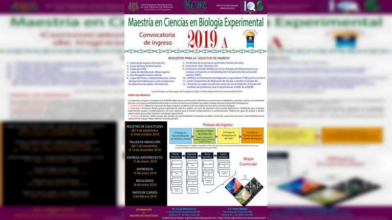 Siguen abiertas las inscripciones para el Doctorado en Biología Experimental 