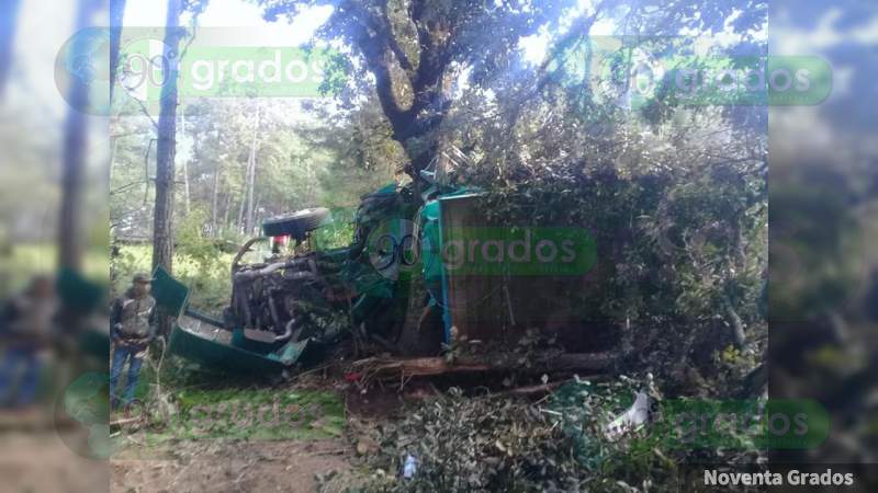 Muere prensado en su camión al impactarse contra un árbol en Uruapan  - Foto 1 