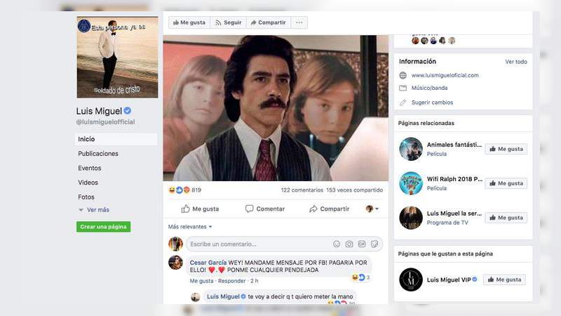 Hackearon el Facebook de Luis Miguel 