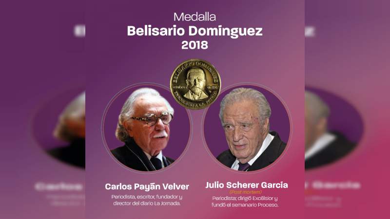 Los periodistas Carlos Payán y Julio Scherer recibirán la medalla Belisario Domínguez del Senado 