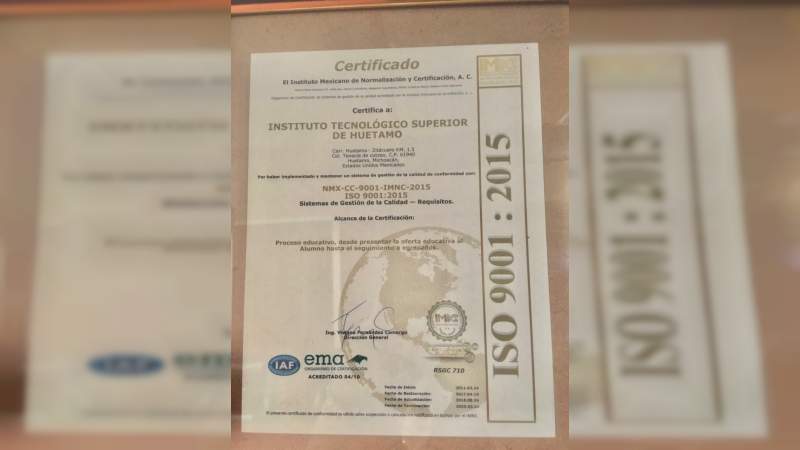 Instituto tecnológico de Huetamo certifica sus programas educativos 