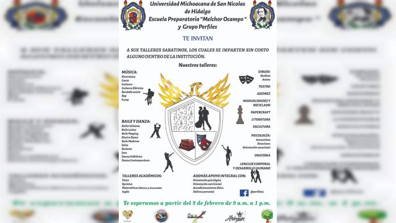 Impartirán talleres sabatinos para estudiantes nicolaitas de bachillerato 