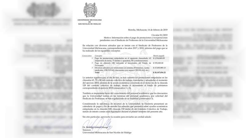 Anuncia Rector de la UMSNH el pago de promociones 2013 a personal académico - Foto 0 