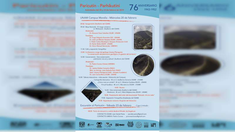 UNAM Campus Morelia invita a las actividades del 76 aniversario del Volcán Parícutin - Foto 0 
