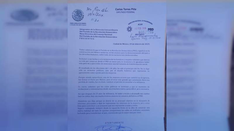 Torres Piña y ocho diputados federales renuncian al PRD y a su bancada - Foto 4 