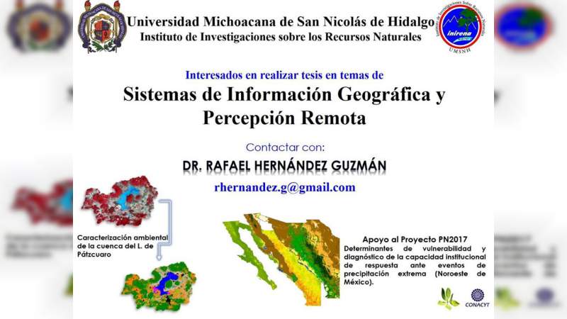 Convocan a estudiantes para tesis en Sistemas de Información Geográfica y Percepción Remota en el INIRENA 