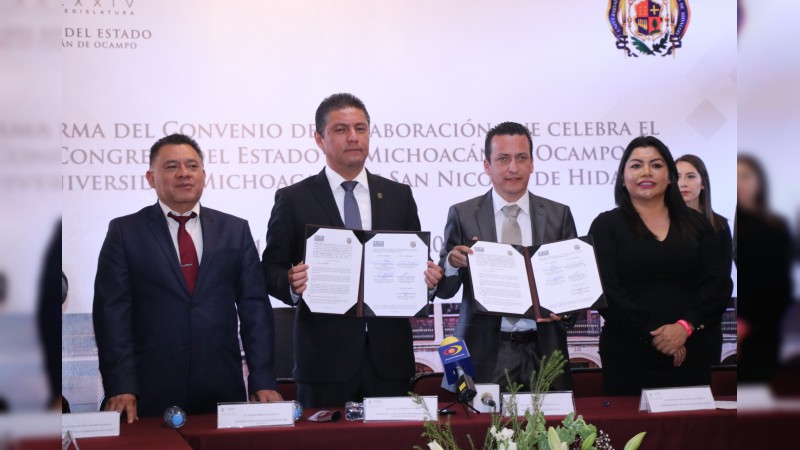 UMSNH y Congreso del Estado firman convenio para la investigación científica - Foto 1 