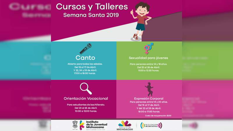 Jóvenes participan de talleres de Semana Santa en el Ijumich 