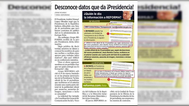 Reforma revela quién le "filtró" lista de periodistas con contratos con el gobierno: Fue la Presidencia 