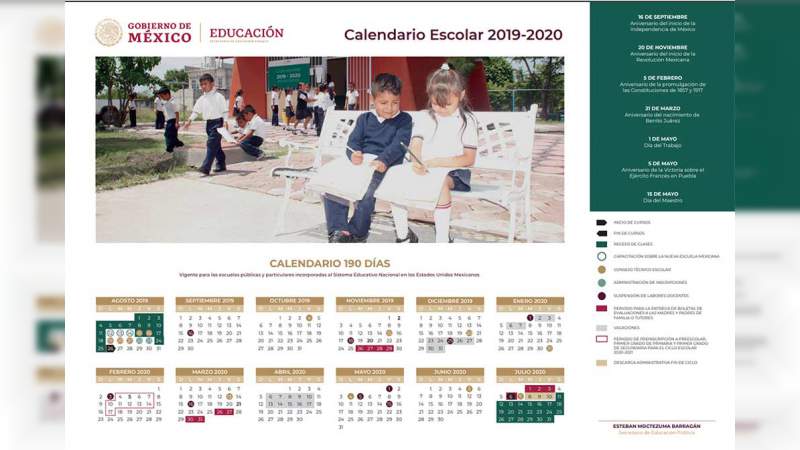 SEP presentó calendario escolar 2019-2020 