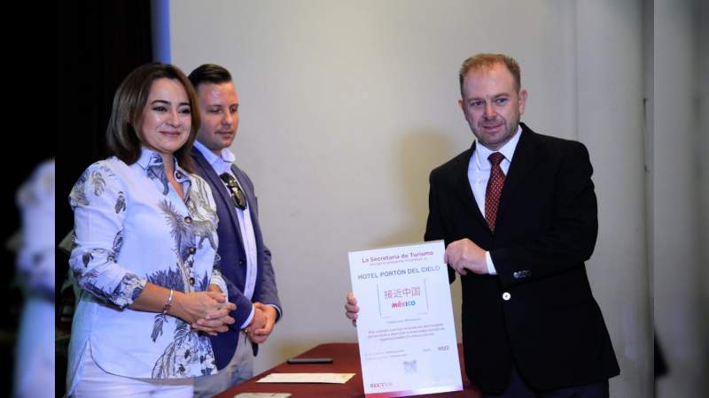Otorgan en Michoacán, sellos de calidad turística “Cerca de China” y “Turismo Incluyente” - Foto 1 