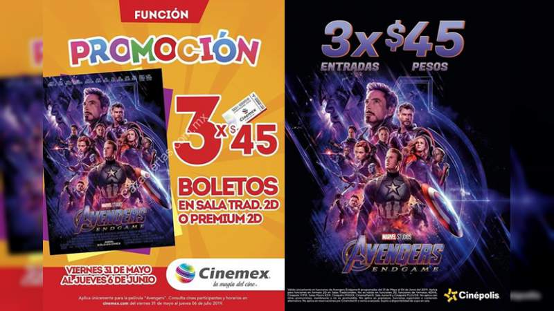 Cinépolis y Cinemex lanzan super promoción para disfrutar de Avengers 