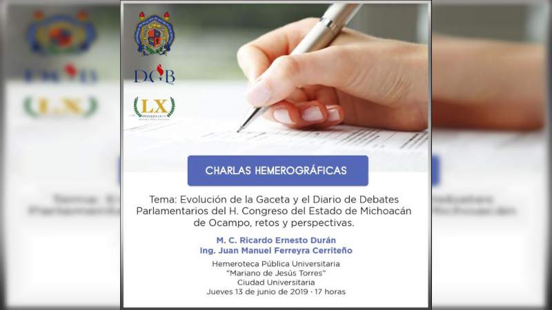 Invitan a charla sobre Gaceta y el Diario de Debates Parlamentarios 