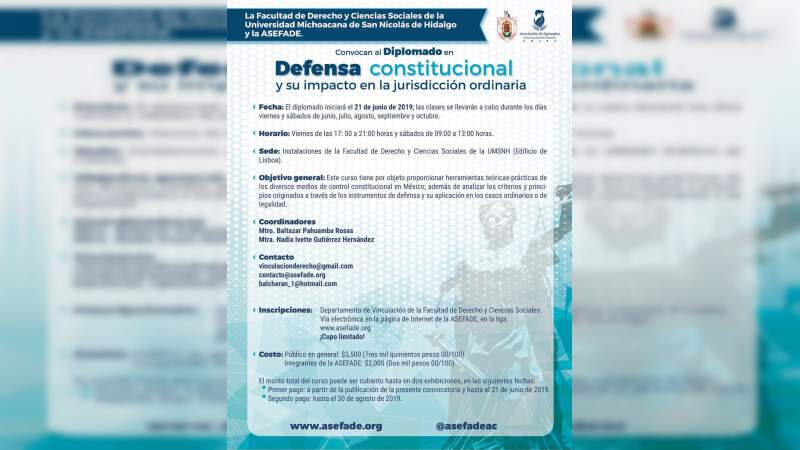 Impartirán Diplomado en Defensa Constitucional en la Casa de Hidalgo 