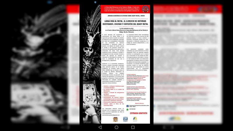 Anuncian Jornadas de estudio del heavy metal 